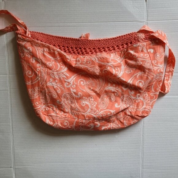 Crochet bag tote sack beach bag sewing knitting peach orange summer hand made - Picture 11 of 14